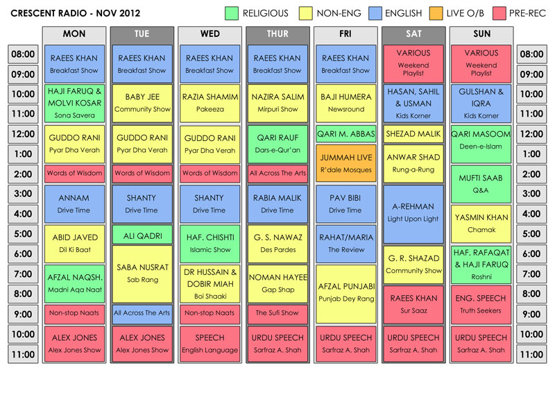 NOV2012Schedule Crescent Community Radio 97FM